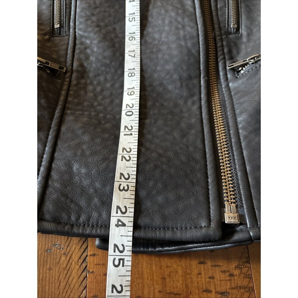 Free People Faux Black Leather Biker Jacket Size 10 - Picture 6 of 7